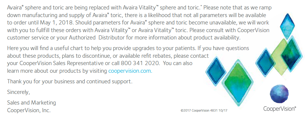 Important CooperVision Discontinuation Information